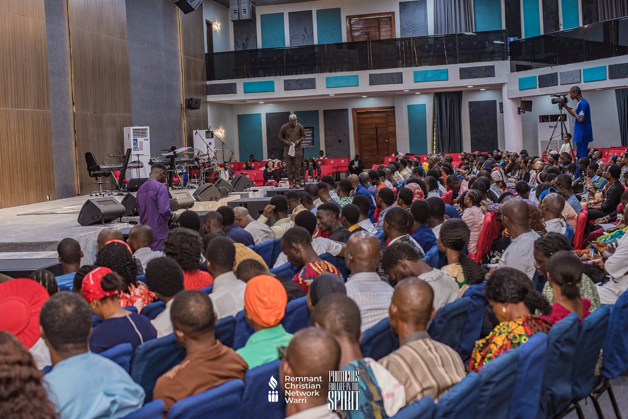 Believers fellowshipping after a service